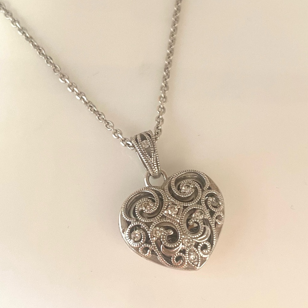 Tacori Silver Filigree Heart Pendant Necklace